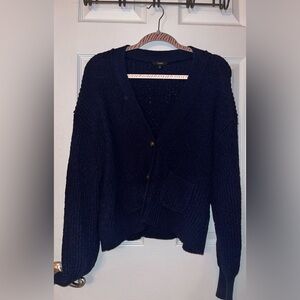 J. Crew Deep Blue Cotton Blend Women's Cardigan Large